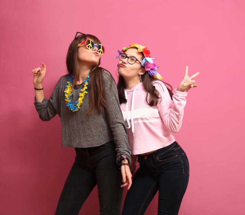 Funny girls in a Photo Booth party